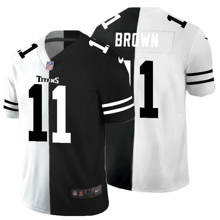 Tennessee Titans #11 A.J. Brown Men's Black V White Peace Split Nike Vapor Untouchable Limited NFL Jersey Tennessee Titans #11 A.J. Brown Men's Black V White Peace Split Nike Vapor Untouchable Limited NFL Jersey
