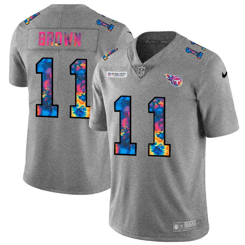 Tennessee Titans #11 A.J. Brown Men's Nike Multi-Color 2020 NFL Crucial Catch NFL Jersey Greyheather Tennessee Titans #11 A.J. Brown Men's Nike Multi-Color 2020 NFL Crucial Catch NFL Jersey Greyheather