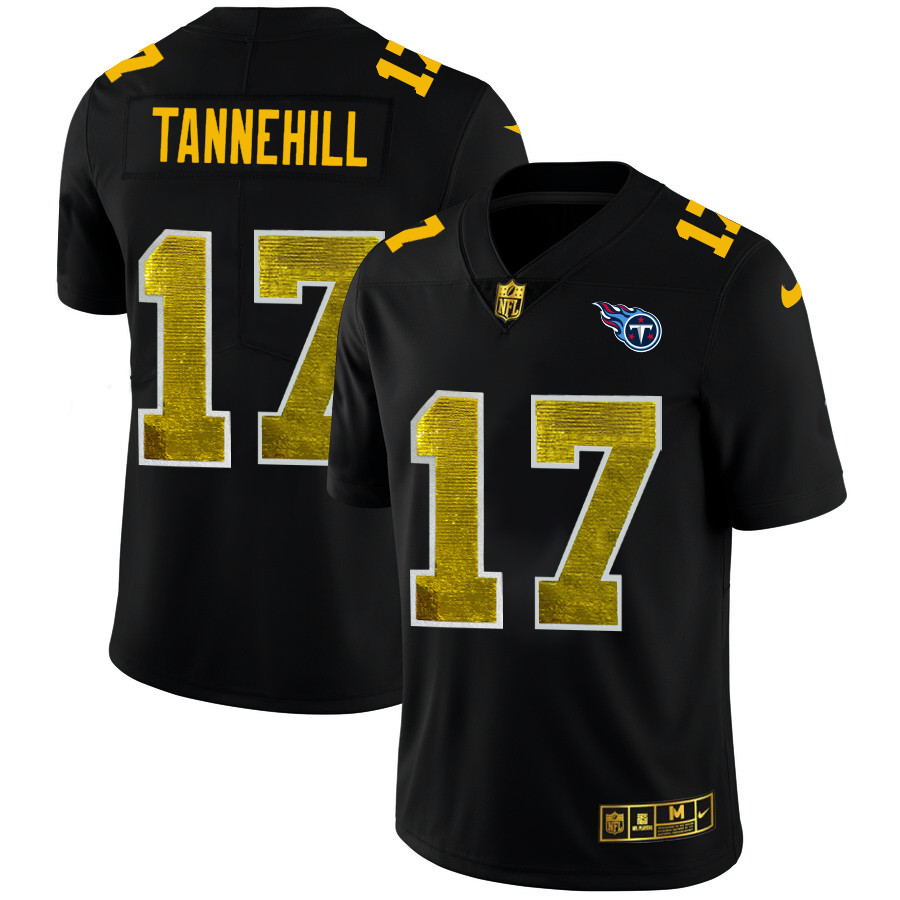 Tennessee Titans #17 Ryan Tannehill Men's Black Nike Golden Sequin Vapor Limited NFL Jersey Tennessee Titans #17 Ryan Tannehill Men's Black Nike Golden Sequin Vapor Limited NFL Jersey