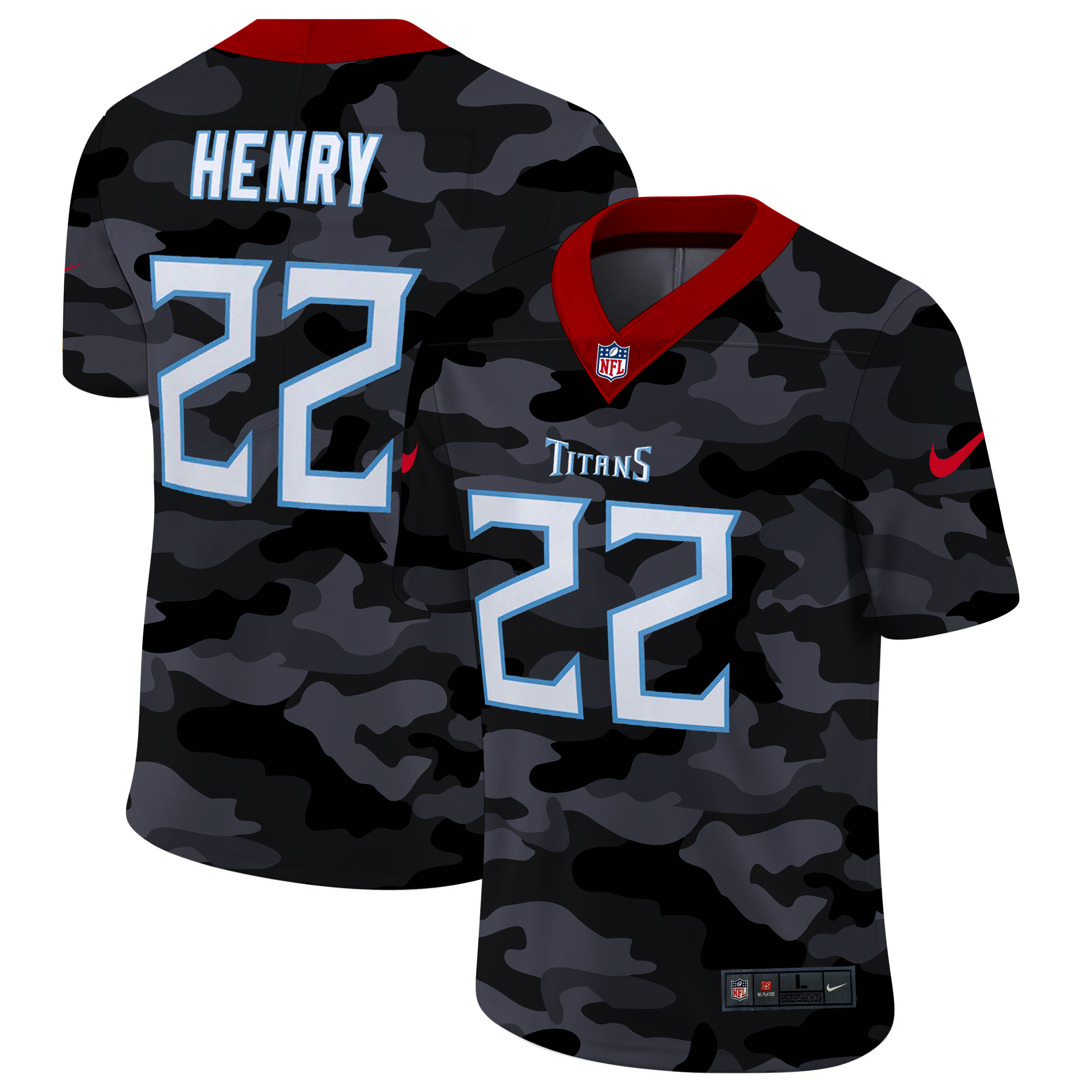 Tennessee Titans #22 Derrick Henry Men's Nike 2020 Black CAMO Vapor Untouchable Limited Stitched NFL Jersey Tennessee Titans #22 Derrick Henry Men's Nike 2020 Black CAMO Vapor Untouchable Limited Stitched NFL Jersey