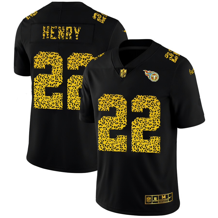 Tennessee Titans #22 Derrick Henry Men's Nike Leopard Print Fashion Vapor Limited NFL Jersey Black Tennessee Titans #22 Derrick Henry Men's Nike Leopard Print Fashion Vapor Limited NFL Jersey Black