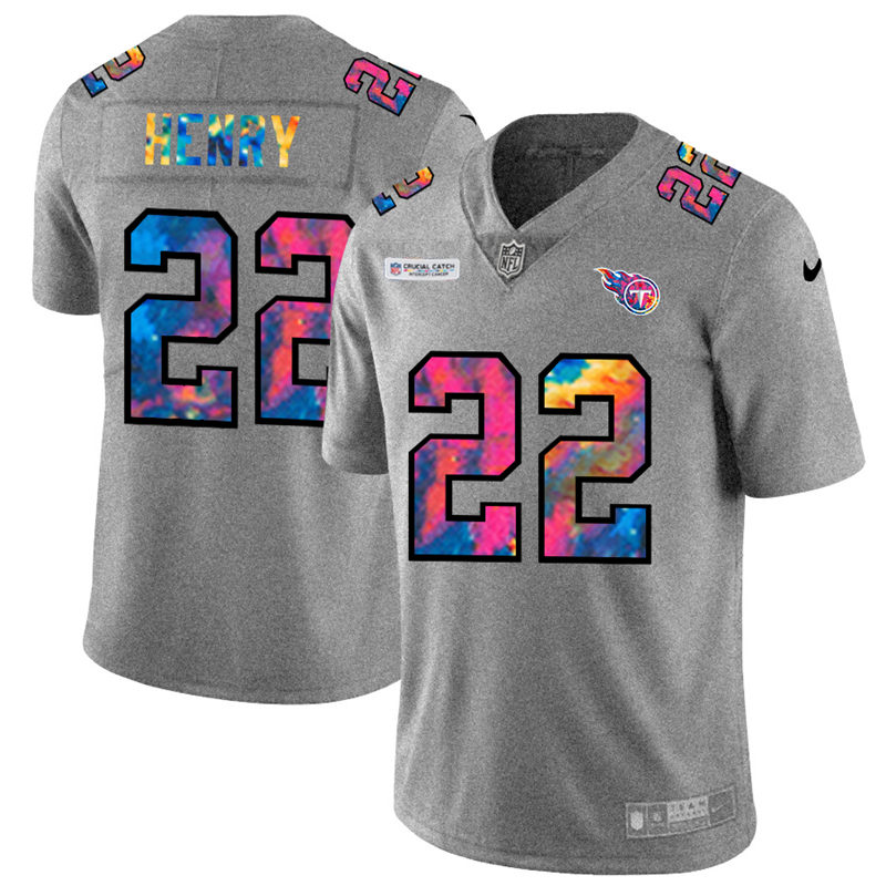 Tennessee Titans #22 Derrick Henry Men's Nike Multi-Color 2020 NFL Crucial Catch NFL Jersey Greyheather Tennessee Titans #22 Derrick Henry Men's Nike Multi-Color 2020 NFL Crucial Catch NFL Jersey Greyheather
