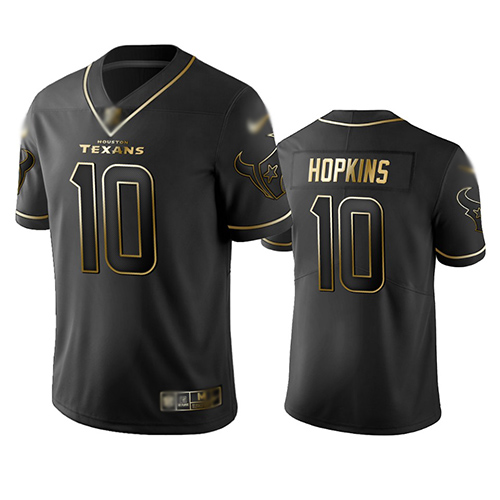 Texans #10 DeAndre Hopkins Black Men's Stitched Football Limited Golden Edition Jersey Texans #10 DeAndre Hopkins Black Men's Stitched Football Limited Golden Edition Jersey