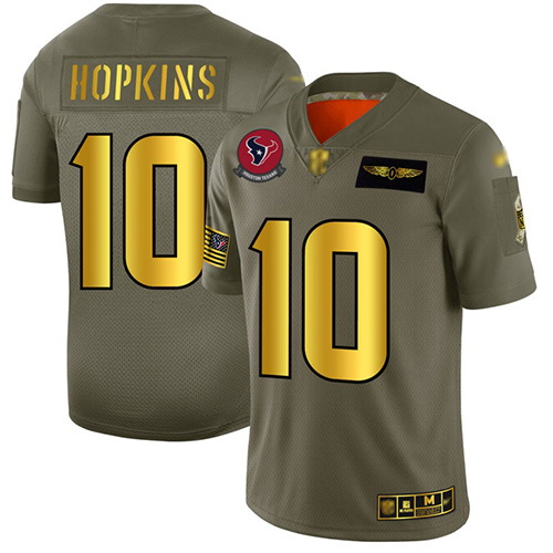 Texans #10 DeAndre Hopkins Camo Gold Men's Stitched Football Limited 2019 Salute To Service Jersey Texans #10 DeAndre Hopkins Camo Gold Men's Stitched Football Limited 2019 Salute To Service Jersey