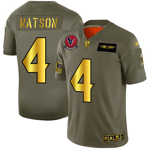 Texans #4 Deshaun Watson Camo Gold Men's Stitched Football Limited 2019 Salute To Service Jersey Texans #4 Deshaun Watson Camo Gold Men's Stitched Football Limited 2019 Salute To Service Jersey