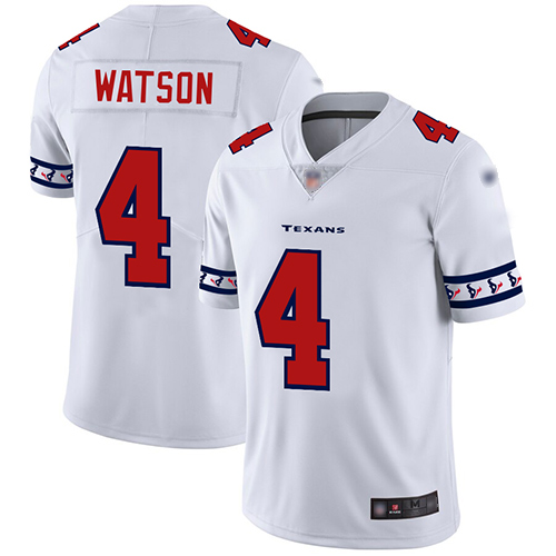 Texans #4 Deshaun Watson White Men's Stitched Football Limited Team Logo Fashion Jersey Texans #4 Deshaun Watson White Men's Stitched Football Limited Team Logo Fashion Jersey