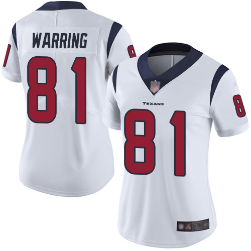 Texans #81 Kahale Warring White Women's Stitched Football Vapor Untouchable Limited Jersey Texans #81 Kahale Warring White Women's Stitched Football Vapor Untouchable Limited Jersey