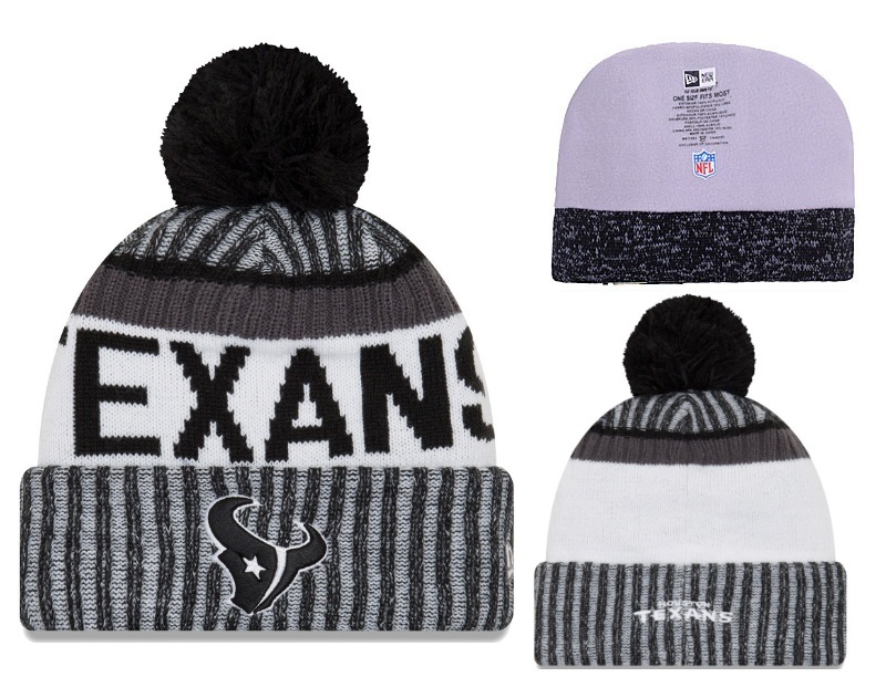 Texans Black White 2017 NFL Sideline Pom Knit Hat YD