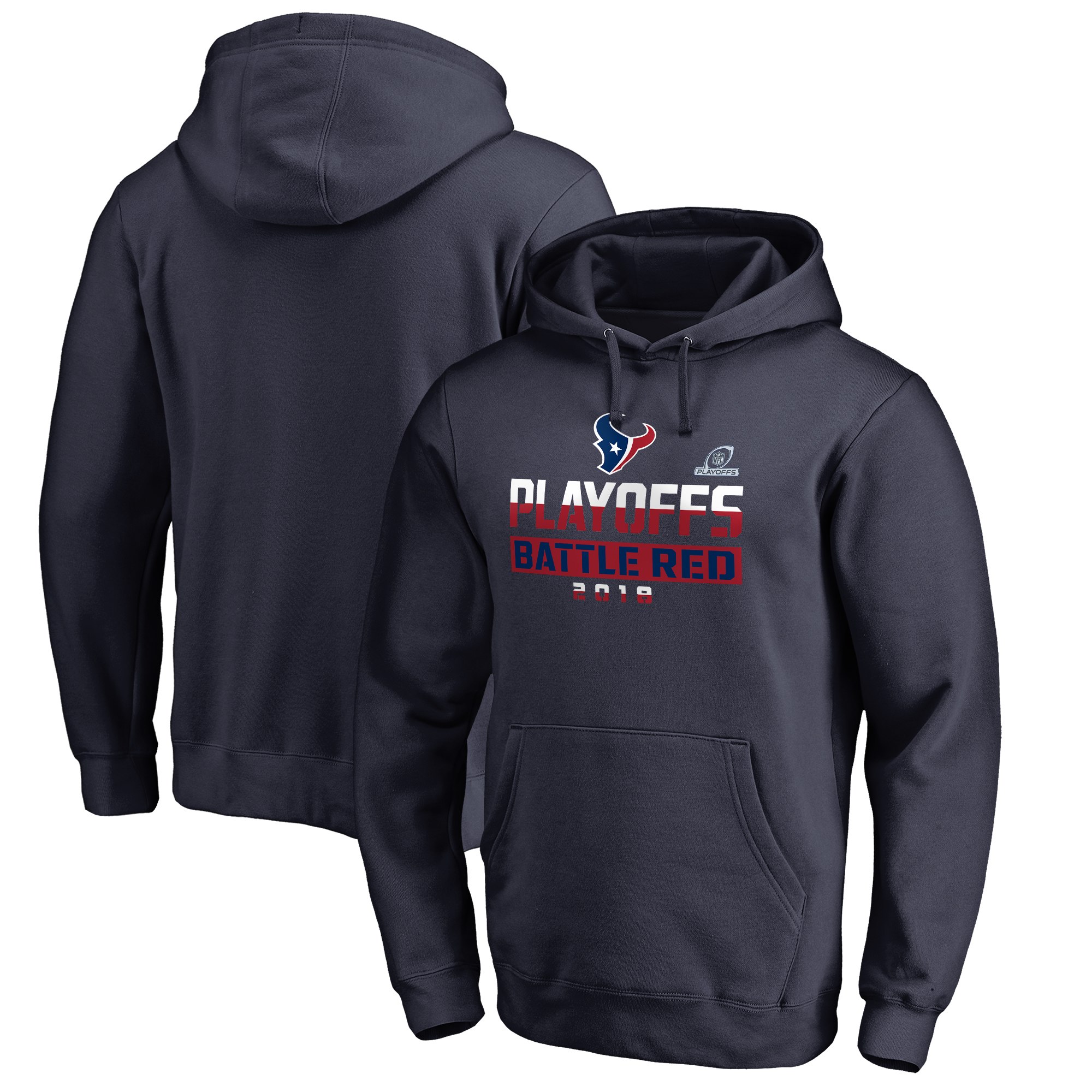 Texans Navy 2018 NFL Playoffs Battle Red Men's Pullover Hoodie