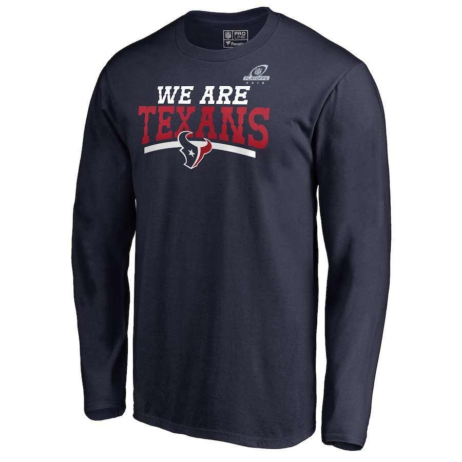Texans Navy 2018 NFL Playoffs We Are Texans Men's Long Sleeve T-Shirt Texans Navy 2018 NFL Playoffs We Are Texans Men's Long Sleeve T-Shirt