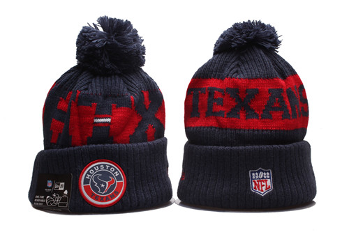 Texans Team Logo Navy 2020 NFL Sideline Pom Cuffed Knit Hat YP