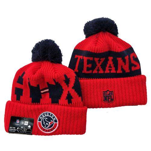Texans Team Logo Red 2020 NFL Sideline Pom Cuffed Knit Hat YD