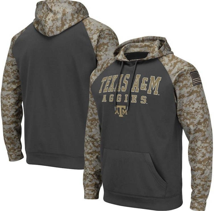 Texas A&M Aggies Gray Camo Men's Pullover Hoodie Texas A&M Aggies Gray Camo Men's Pullover Hoodie