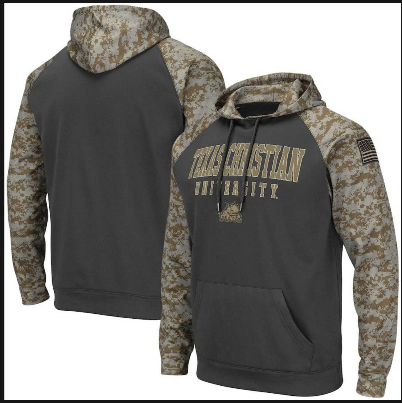 Texas Christian University Gray Camo Men's Pullover Hoodie Texas Christian University Gray Camo Men's Pullover Hoodie