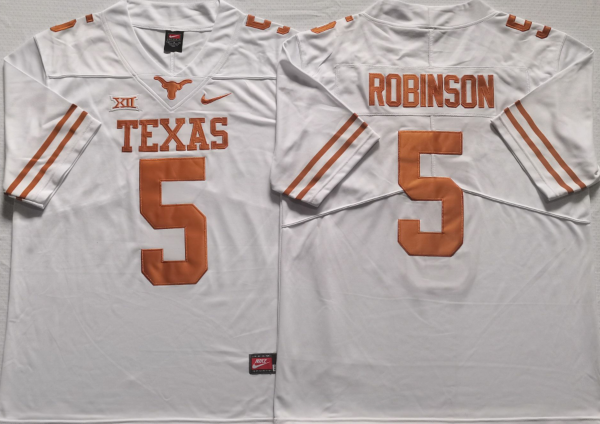 Texas Longhorns #5 ROBINSON White Stitched Jersey Texas Longhorns #5 ROBINSON White Stitched Jersey