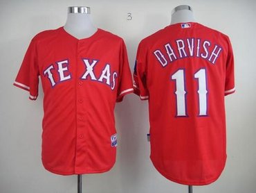 Texas Rangers #11 Yu Darvish Red 40th Anniversary Patch Cool Base Stitched Baseball Jersey