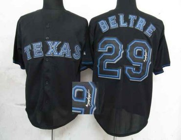 Texas Rangers #29 Adrian Beltre Black MLB Jerseys(Signed)
