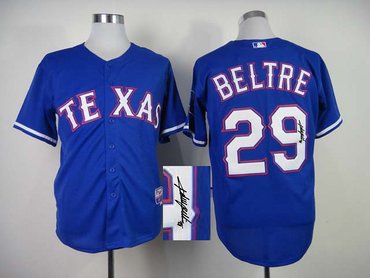 Texas Rangers #29 Adrian Beltre Blue MLB Jerseys(Signed)