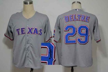 Texas Rangers #29 Adrian Beltre Grey MLB Jerseys(Signed)