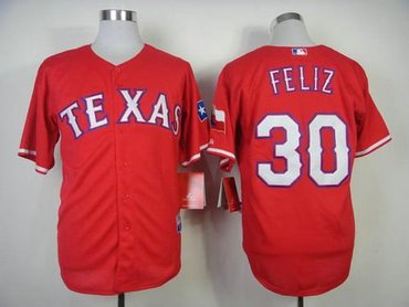 Texas Rangers #30 Naftali Feliz Red Cool Base Baseball Jersey