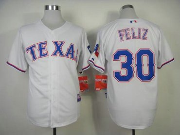 Texas Rangers #30 Naftali Feliz White Cool Base Baseball Jersey