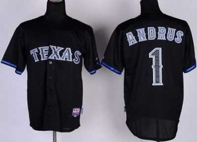 Texas Rangers 1# Elvis Andrus Black Fashion MLB Jerseys