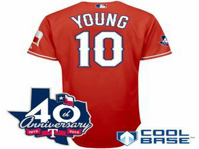 Texas Rangers 10 Michael Young red W 40th Anniversary Patch