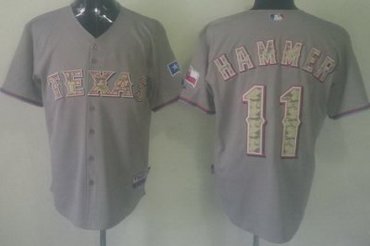 Texas Rangers 11 Hammer Grey Cool Base MLB Jersey Camo Number