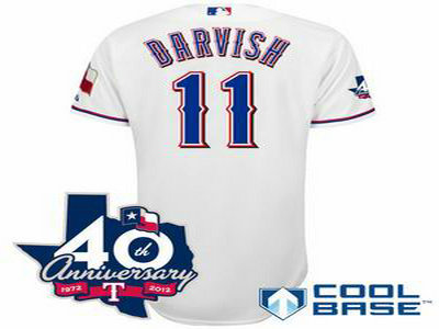 Texas Rangers 11 Yu Darvish white W 40th Anniversary Patch
