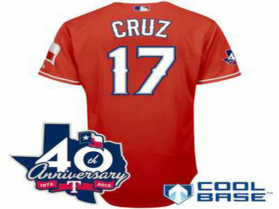 Texas Rangers 17 Nelson Cruz red W 40th Anniversary Patch
