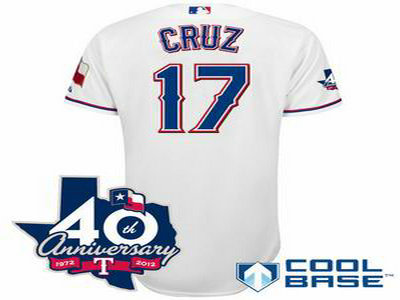 Texas Rangers 17 Nelson Cruz white W 40th Anniversary Patch