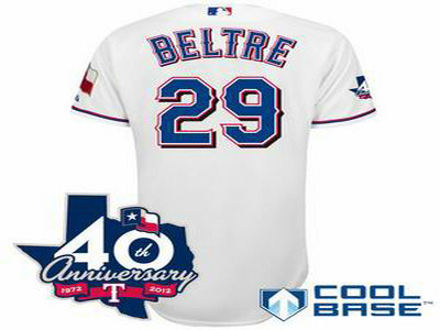 Texas Rangers 29 Adrian Beltre white W 40th Anniversary Patch
