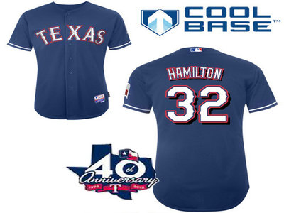 Texas Rangers 32 Josh Hamilton Blue W 40th Anniversary Patch