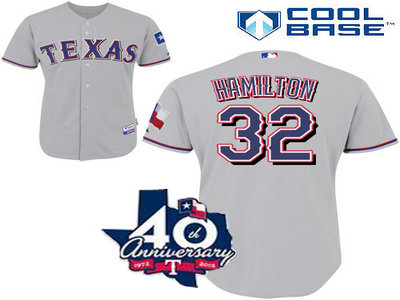 Texas Rangers 32 Josh Hamilton grey W 40th Anniversary Patch