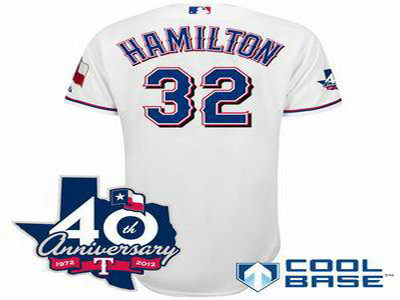 Texas Rangers 32 Josh Hamilton white W 40th Anniversary Patch
