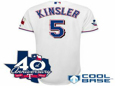 Texas Rangers 5 Ian Kinsler white Cool Base Jersey w 40th Anniversary Patch