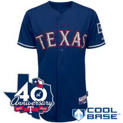 Texas Rangers Blank 2012 Cool Base Blue Jersey 40th Anniversary Patch