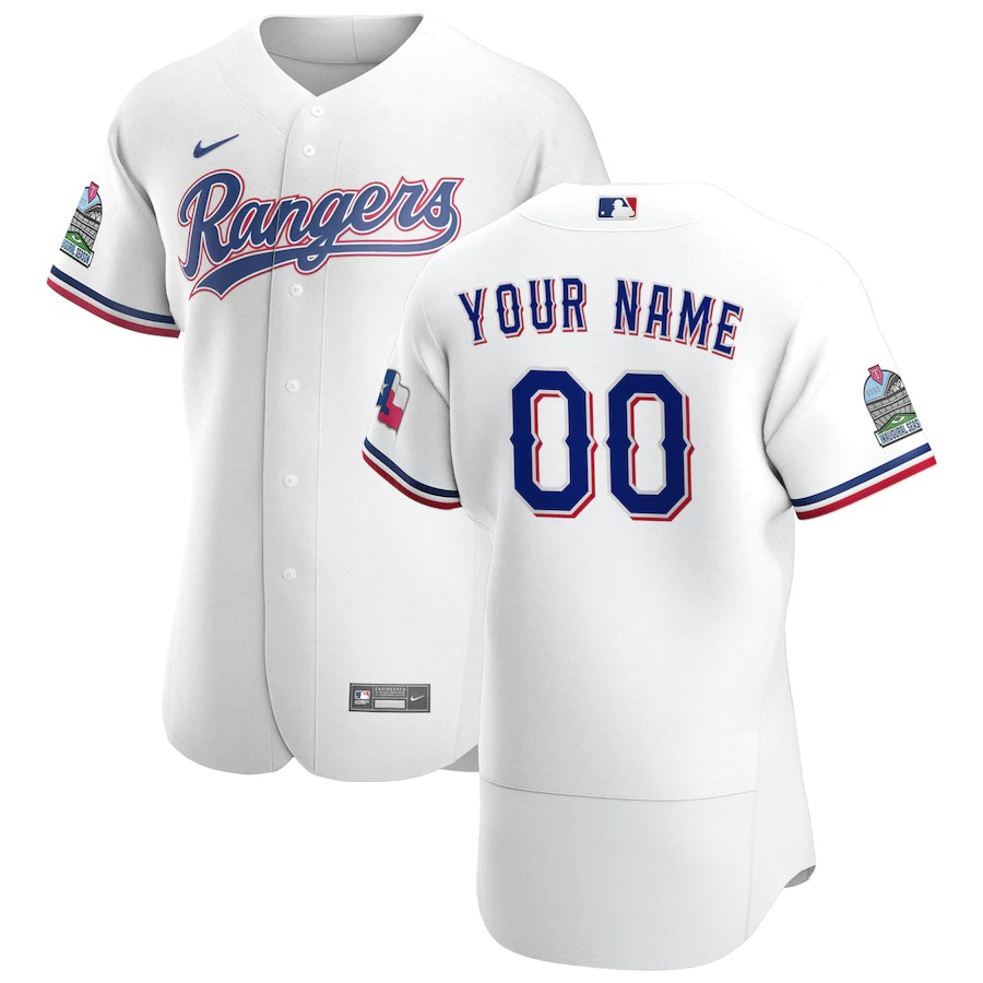 Texas Rangers Custom Men's Nike White Home 2020 Authentic Patch Player MLB Jersey Texas Rangers Custom Men's Nike White Home 2020 Authentic Patch Player MLB Jersey