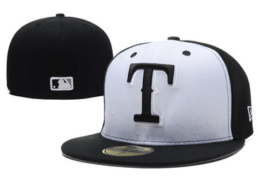 Texas Rangers Fresh Logo White Black Fitted Hat LX