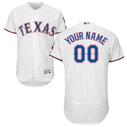 Texas Rangers White Men's Customized Flexbase Jersey Texas Rangers White Men's Customized Flexbase Jersey