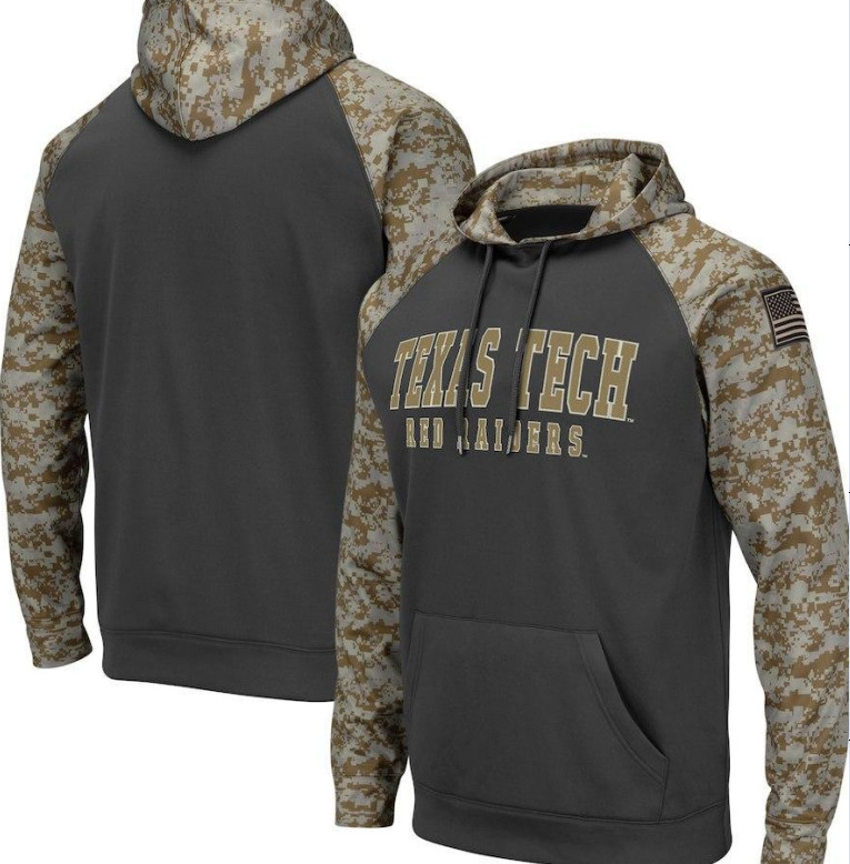 Texas Tech Red Raiders Gray Camo Men's Pullover Hoodie Texas Tech Red Raiders Gray Camo Men's Pullover Hoodie
