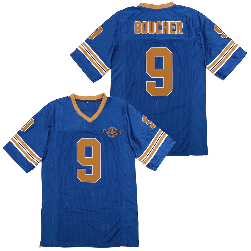 The Waterboy Mud Dogs 9 Bobby Boucher Blue 50th Anniversary Movie Football Jersey The Waterboy Mud Dogs 9 Bobby Boucher Blue 50th Anniversary Movie Football Jersey