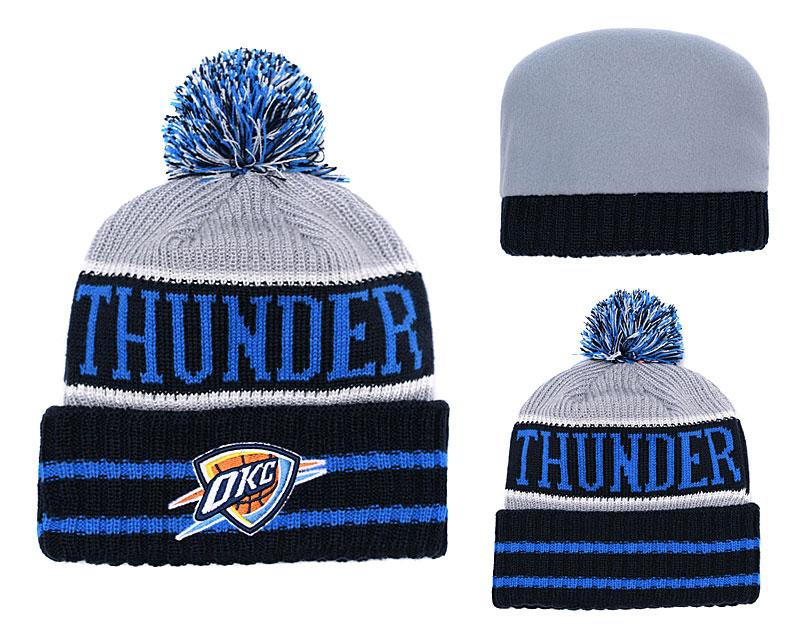Thunder Team Logo Blue Pom Knit Hat YD