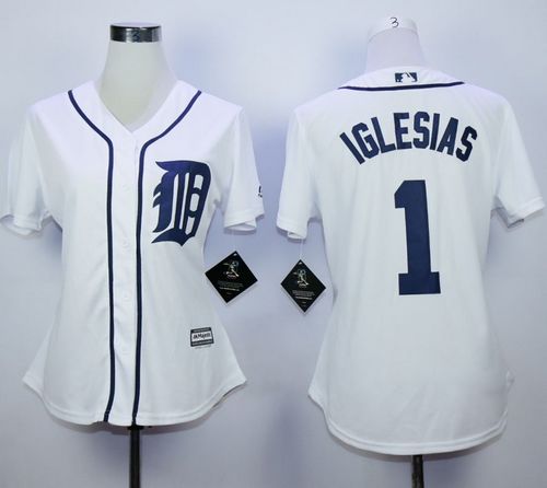 Tigers #1 Jose Iglesias White Home Women's Stitched MLB Jersey Tigers #1 Jose Iglesias White Home Women's Stitched MLB Jersey
