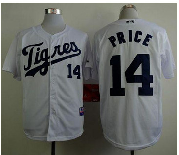 Tigers #14 David Price White Los Tigres Stitched Baseball Jersey