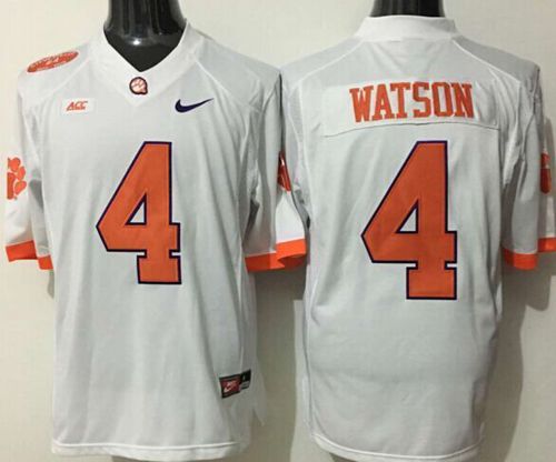 Tigers #4 Deshaun Watson White Limited Stitched NCAA Jersey Tigers #4 Deshaun Watson White Limited Stitched NCAA Jersey