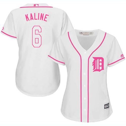 Tigers #6 Al Kaline White Pink Fashion Women's Stitched MLB Jersey
