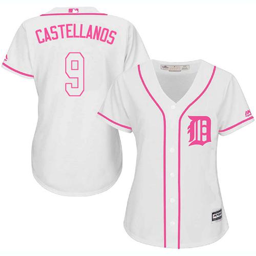 Tigers #9 Nick Castellanos White Pink Fashion Women's Stitched MLB Jersey