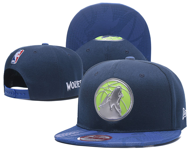 Timberwolves Team Logo Navy Black Adjustable Hat YD