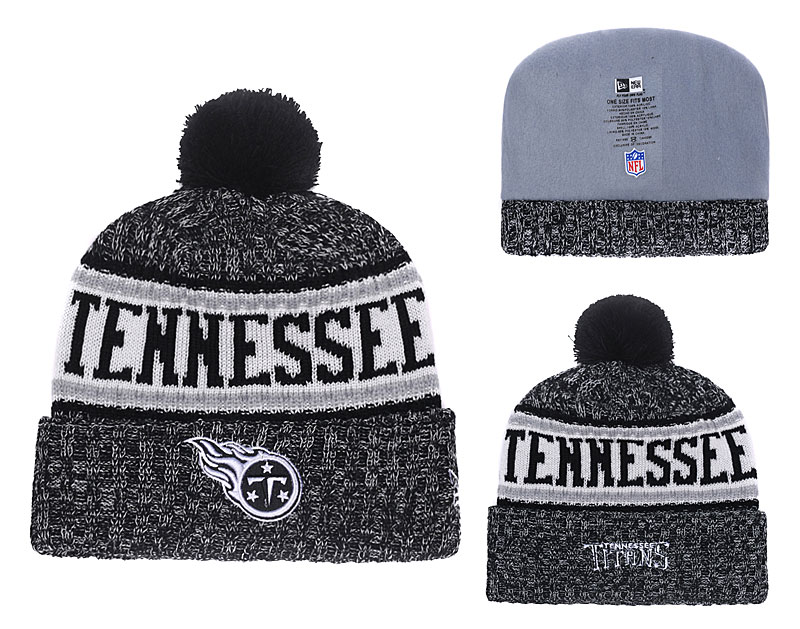 Titans 2018 NFL Sideline Black Pom Knit Hat YD